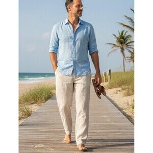 Old Navy Surplus Company Size 34X30 Linen Pants Flat Front Relaxed Preppy Casual